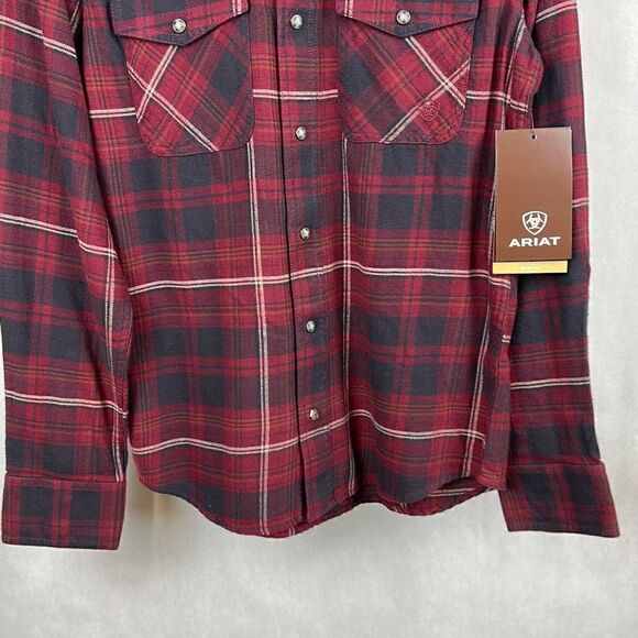 NWT Ariat Retro Fit Snap Button Shirt Men’s Heath Size XS Plaid Long Sleeve - Picture 3 of 10